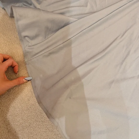 Off-the-Shoulder Corset Stretch Satin Mermaid Dress with Slight Train in Mist - Picture 10 of 16